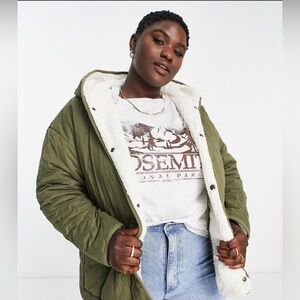 Cotton:On Curve quilted reversible jacket in khaki